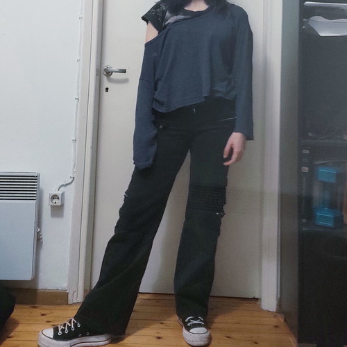 Paranoia Y2K Vintage Low Rise Cargo Pants used, black and gray