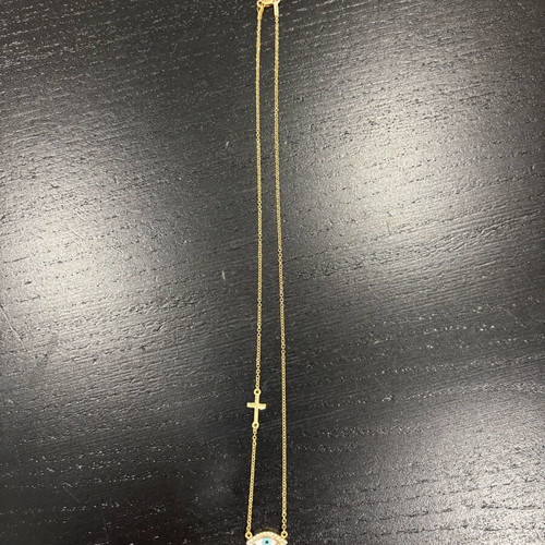 Gold necklace with eye and cross 375 9 carat like new
