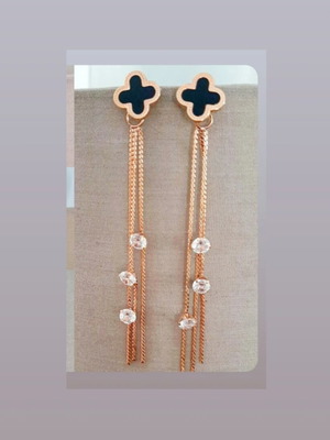 Long earrings with rose gold crosses stainless steel new
