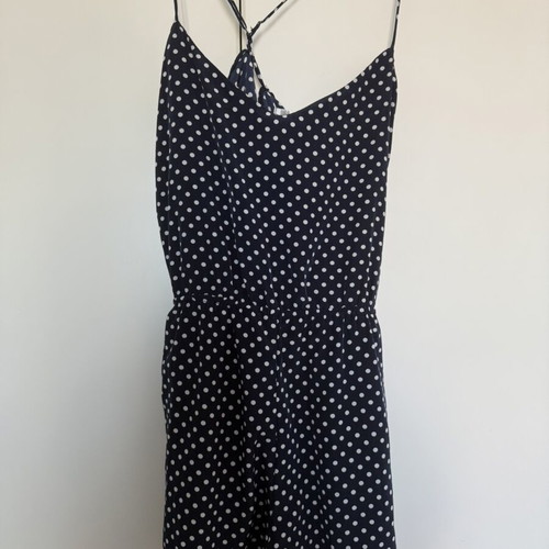 Zara polka dot romper like new, medium size, white and blue