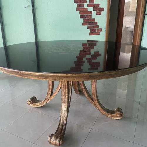 Kourtis luxury dining set round table and 4 solid wood chairs used