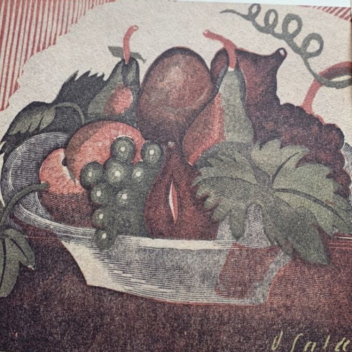 Two lithographs used, still life art by Takis Katsoulidis and Dimitris Galanis