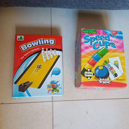 Speed Cups and Bowling board games like new