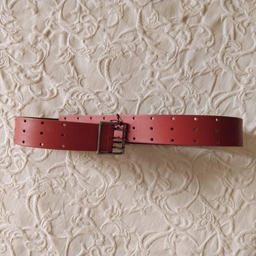 Hugo Boss women's leather belt new, triple buckle, size 90, red