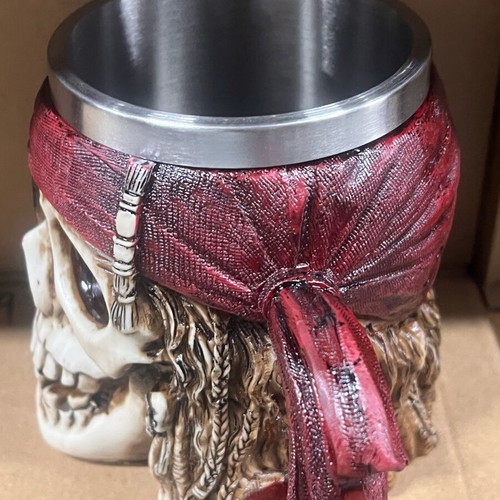 Pirate Skull Mug with Red Bandana, New