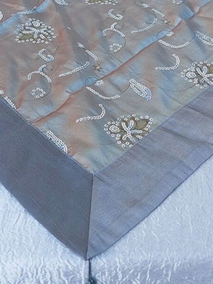 Grey embroidered tablecloth with sequins like new