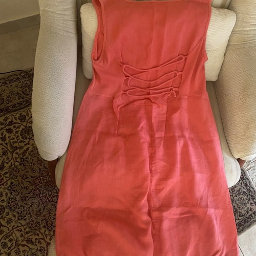 Summer dresses used, vintage, white and coral, pack