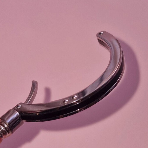 Men's steel handcuff bracelet like new, black and silver