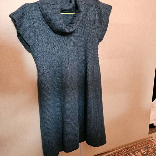 Mohair and wool blouse dress used, size M, blue-green
