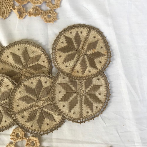 Set of handmade embroidery used, antique