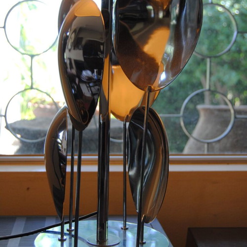 Vintage Space Age lamp 1965 by Max Sauze, chrome, like new