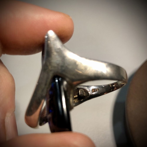 Avaris handmade ring 925 silver with dichroic fused glass stone