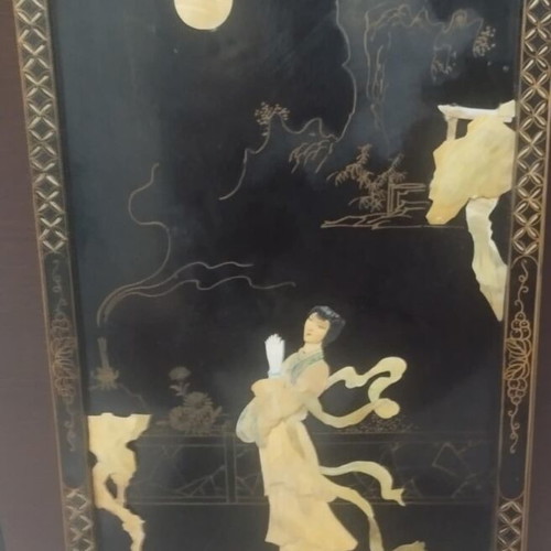 Chinese handmade frames used, set of 8 large mother-of-pearl