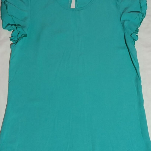 Paranoia shirt S like new, turquoise, airy with double ruffle sleeves