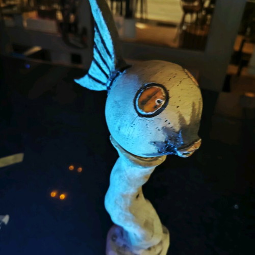 Alien fish decorative sculpture like new with base