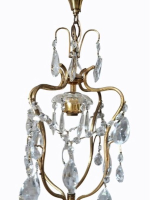 French brass chandelier used with crystals