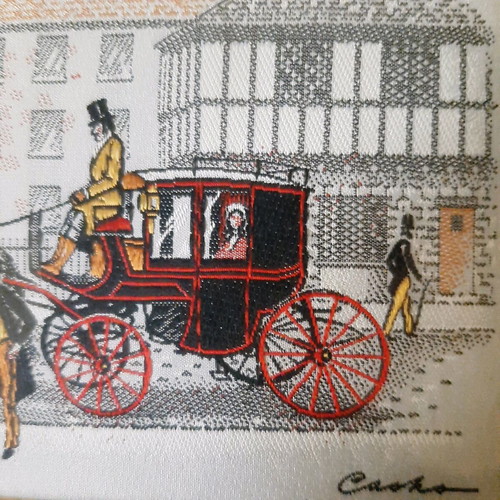 Street Scene 1842 silk woven picture like new, J & J Cash Ltd England