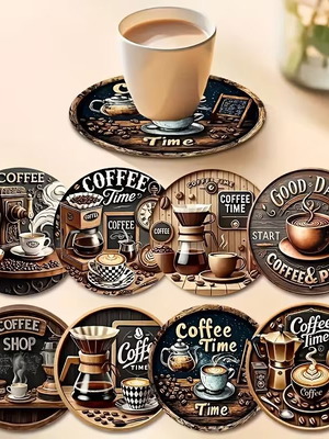 Σετ σουβέρ 8 τμχ. Coffee Time, ξύλινα, καινούργια