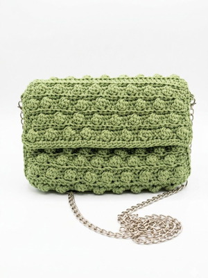Handmade Crochet Olive Bubble Crossbody Bag new