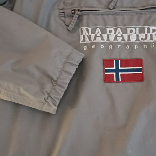 Napapijri jacket like new, size large, gray with lining