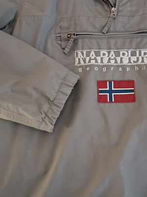 Napapijri jacket like new, size large, gray with lining
