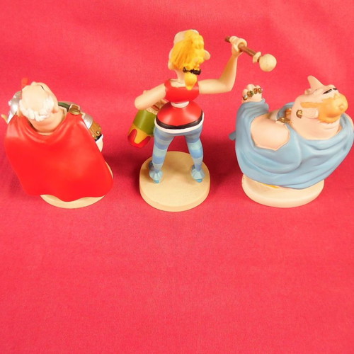 Three collectible figurines from Asterix & Ovelix comic made of paste