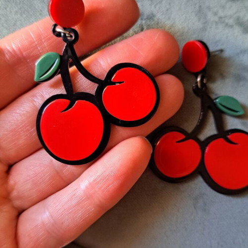 Cherry earrings large dangling like new