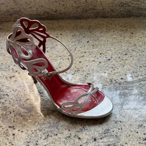 Cesare Paciotti silver sandals like new, bridal heels size 40