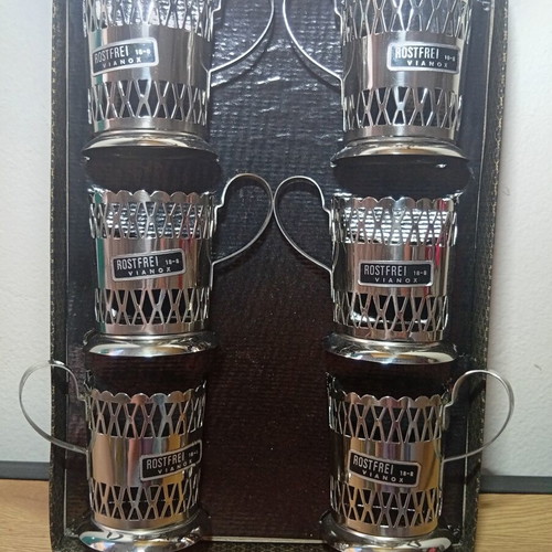 Vianox Rostfrei 18-8 vintage tea glass holders set of 6
