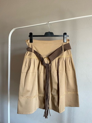 Vintage skirt with belt like new, beige and brown