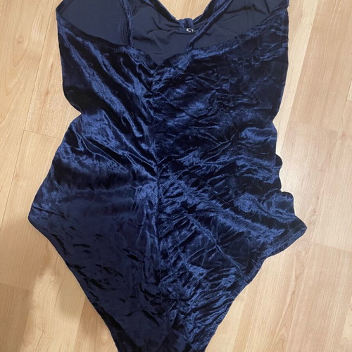Vintage velvet bodysuit deep blue like new S/M