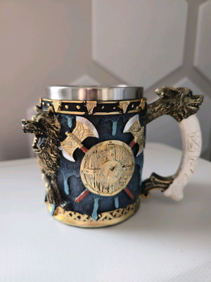 Viking wolf mug 400ml stainless steel new