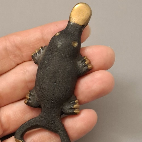 Vintage Brass Platypus Bottle Opener used, 9.5cm collectible barware