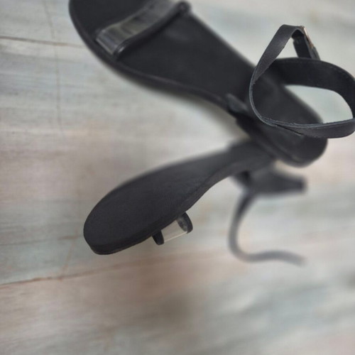 Leather black flat sandals with transparency size 40 new