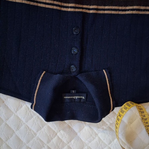 Men's pullover sweater size L, blue and beige