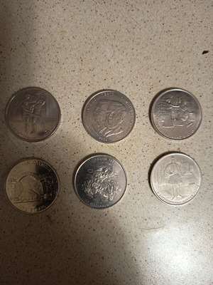 Five hundred drachma coins, set of 6, Greece