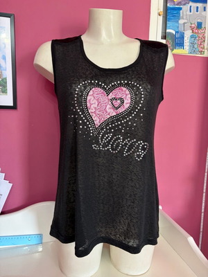 Love Black Sleeveless Top Like New, Slightly Transparent