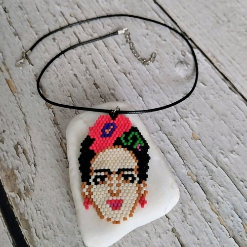Frida Kahlo necklace with miyuki made to order, multicolor