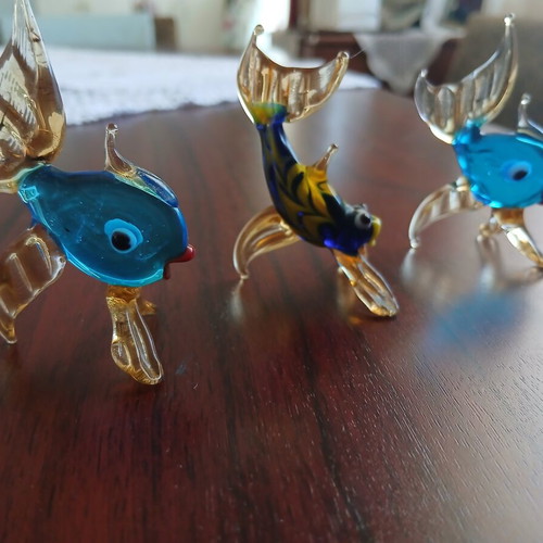 Murano miniature fish collectibles, set of 3