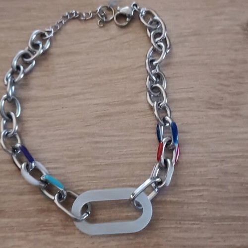 Διπλό αλυσιδάκι λαιμού και βραχιολάκι σαν καινούργιο, ατσάλινο