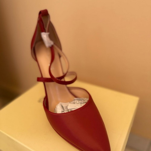 Tsoukalas red pumps with crisscross strap, new, heel 11cm size 40