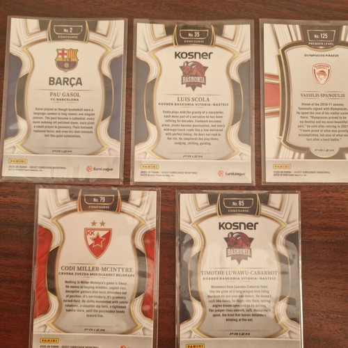 Panini Euroleague Select pack of 5 orange white black prizm cards