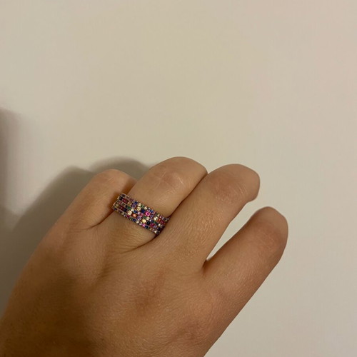 Steel ring used, size 53 with multicolored stones