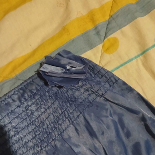 Strapless satin top like new, size L, blue