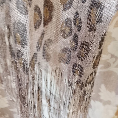 Metallic leopard kimono with fringes, one size