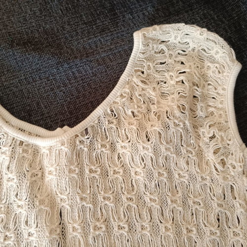 Toi Moi blouse L beige knit transparent like new