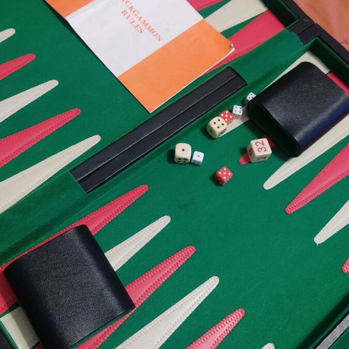 Leather Backgammon Large Sewn Case Like New