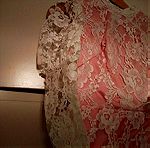  Vintage Ροζ Νυφικό Φόρεμα με Δαντέλα, δεκαετίας 1970, S-M