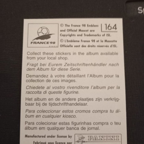 Zinedine Zidane World Cup 1998 sticker number 164