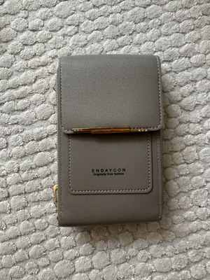 Women's shoulder bag with phone pocket, new, gray 20x12 cm